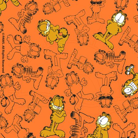 Tecido Estampado para Patchwork - Garfield Mono Fundo Laranja (0,50x1,40)