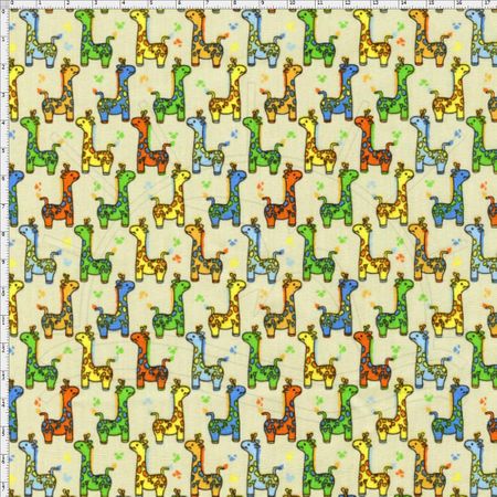 Tecido Estampado para Patchwork - Girafa Fundo Bege Cor 01 (0,50x1,40)