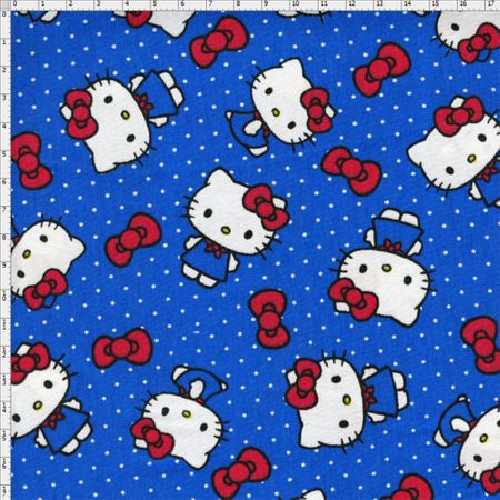 Tecido Estampado para Patchwork - Hello Kitty Blue (0,50x1,40)