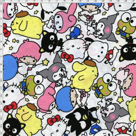 Tecido Estampado para Patchwork - Hello Kitty Characters (0,50x1,40)
