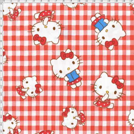 Tecido Estampado para Patchwork - Hello Kitty Cherry (0,50x1,40)