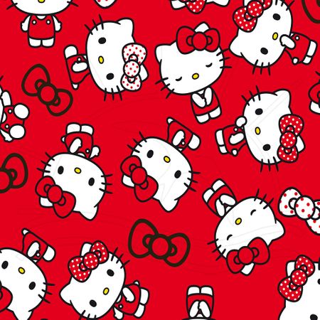 Tecido Estampado para Patchwork - Hello Kitty Lances Fundo Vermelho (0,50x1,40)