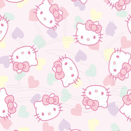 Tecido Estampado para Patchwork - Hello Kitty Love Fundo Rosa Claro (0,50x1,40)