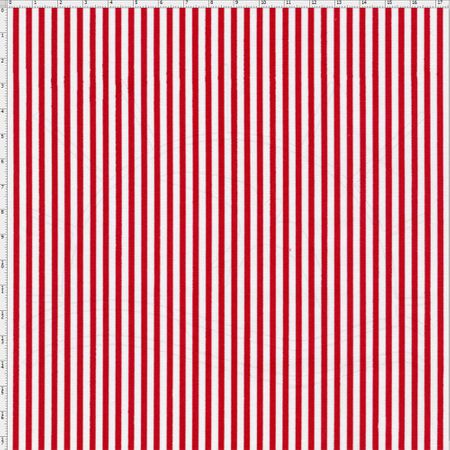 Tecido Estampado para Patchwork - Listrado Fino Vermelho Cor 06 (0,50x1,40)