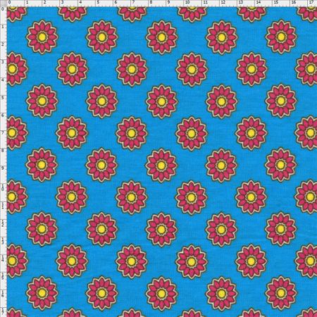 Tecido Estampado para Patchwork - Luminous By Carol Viana: Blue Flower (0,50x1,40)