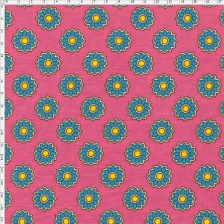 Tecido Estampado para Patchwork - Luminous By Carol Viana: Pink Flower (0,50x1,40)