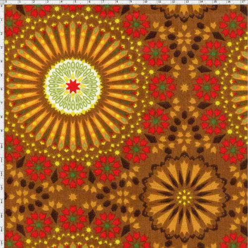 Tecido Estampado para Patchwork - Mandala Marroquina Marrom (0,50x1,40)