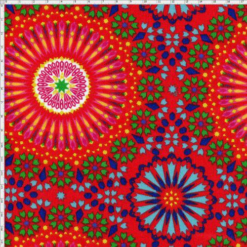 Tecido Estampado para Patchwork - Mandala Marroquina Rosa (0,50x1,40)