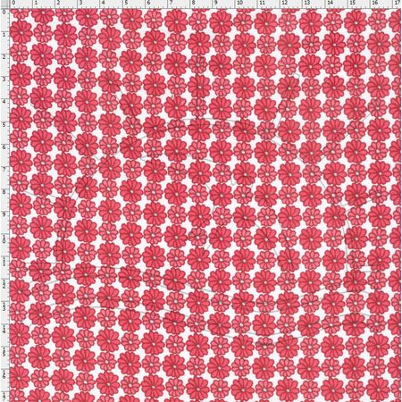 Tecido Estampado para Patchwork - Margaridinhas Rosa Jaipur (0,50x1,40)
