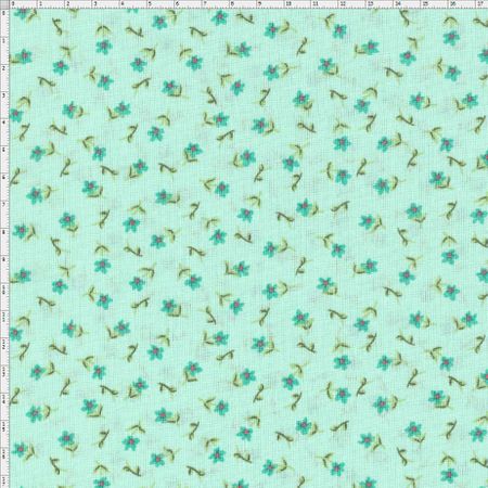 Tecido Estampado para Patchwork - Mini Floral Fundo Verde 03 (0,50x1,40)