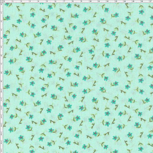 Tecido Estampado para Patchwork - Mini Floral Fundo Verde 03 (0,50x1,40)
