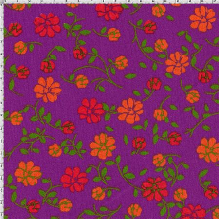 Tecido Estampado para Patchwork - Modern Flower Floral Fundo Roxo (0,50x1,40)