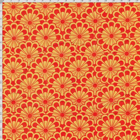 Tecido Estampado para Patchwork - Modern Oriental: Textura Laranja (0,50x1,40)