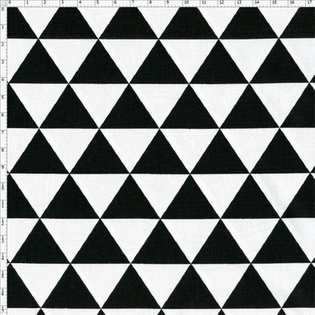 Tecido Estampado para Patchwork - Monochrome Triangulos Preto (0,50x1,40)