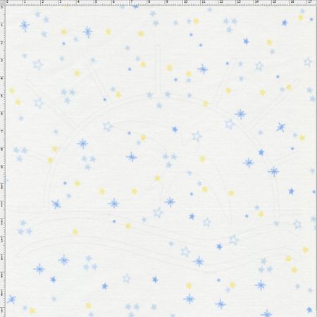 Tecido Estampado para Patchwork - Mundo dos Sonhos Estrelas e Brilho Azul (0,50x1,40)