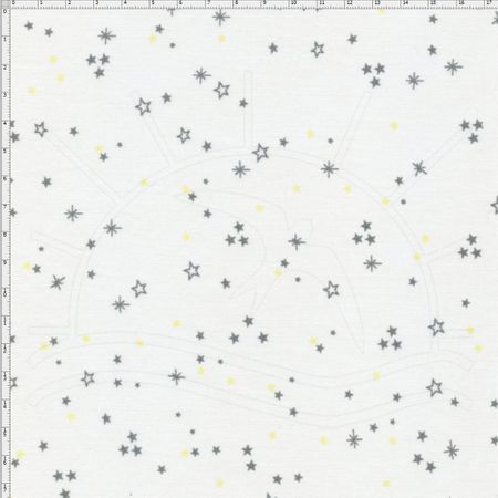 Tecido Estampado para Patchwork - Mundo dos Sonhos Estrelas e Brilho Cinza (0,50x1,40)