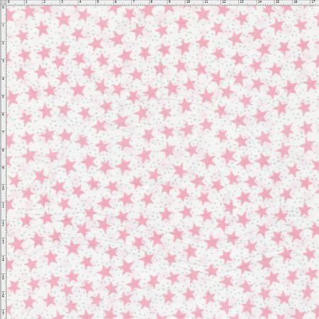 Tecido Estampado para Patchwork - Mundo dos Sonhos Estrelas Rosa (0,50x1,40)