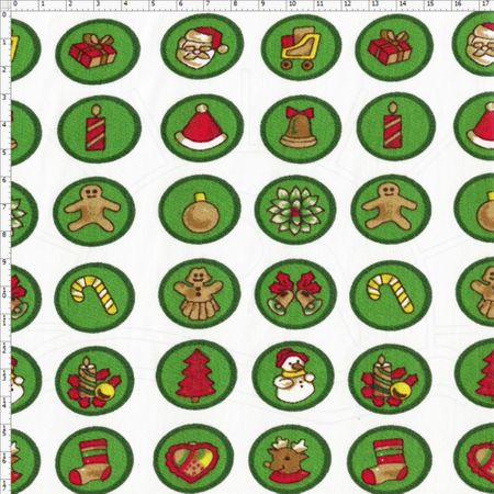 Tecido Estampado para Patchwork - Natal Button Natalinos Fundo Verde (0,50x1,40)