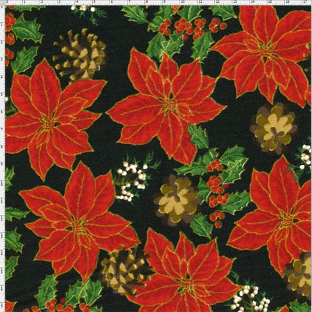 Tecido Estampado para Patchwork - Natal Flores Natalinas Cor 02 (0,50x1,40)