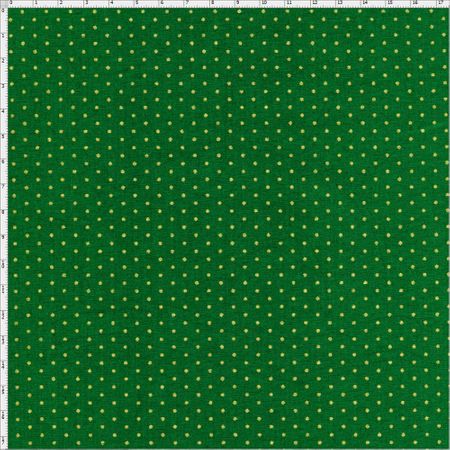Tecido Estampado para Patchwork - Natal Poá Fundo Verde com Dourado Cor 26 (0,50x1,40)