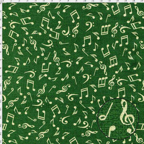 Tecido Estampado para Patchwork - Notas Musicais com Textura Verde Cor 02 (0,50x1,40)