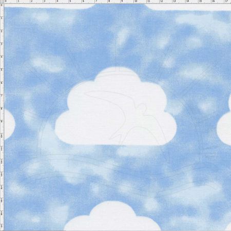 Tecido Estampado para Patchwork - Nuvens Grandes Texturão Azul Cor 02 (0,50x1,40)