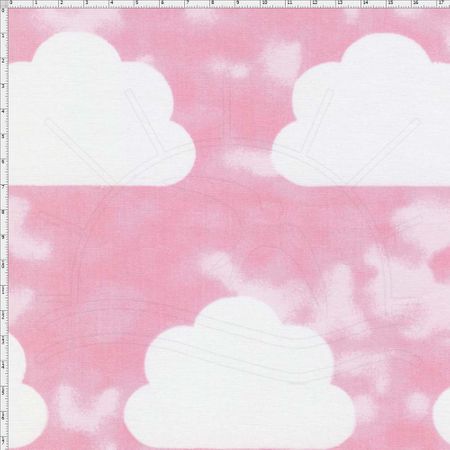 Tecido Estampado para Patchwork - Nuvens Grandes Texturão Rosa Cor 01 (0,50x1,40)