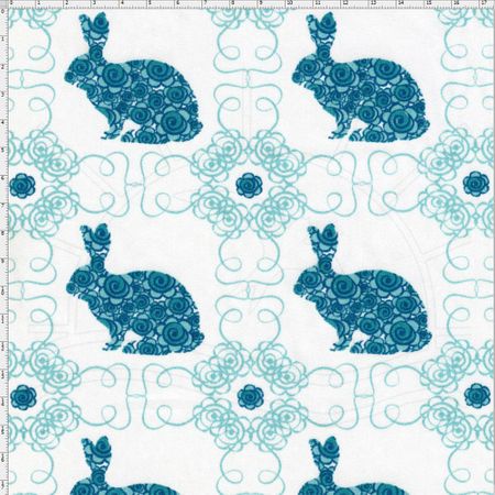 Tecido Estampado para Patchwork - Páscoa Le Petit Lapin Azul Cor 02 (0,50x1,40)