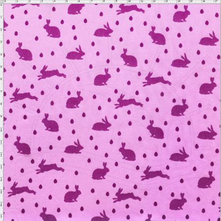 Tecido Estampado para Patchwork - Páscoa Le Petit Lapin Coelhos com Ovinhos Lilás Cor 01 (0,50x1,40)