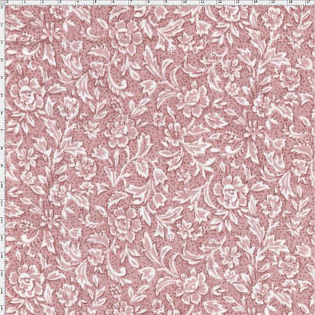 Tecido Estampado para Patchwork - Pó de Arroz Rosê Floral Escuro Cor 42 (0,50x1,40)