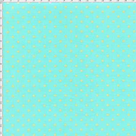 Tecido Estampado para Patchwork - Poá Dourada Fundo Azul Tiffany Cor 02 (0,50x1,40)