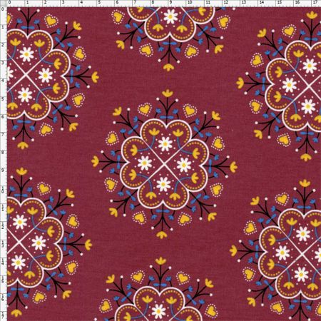 Tecido Estampado para Patchwork - Portugal PivCat: Floral Composê de Barcelos (0,50x1,50)