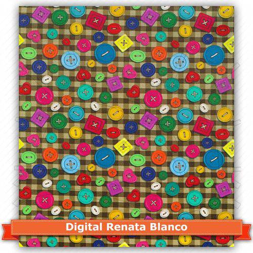 Tecido Estampado para Patchwork - Renata Blanco Boton (0,50x1,40)