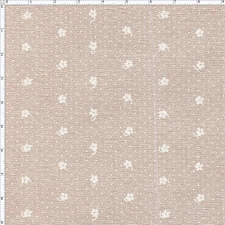Tecido Estampado para Patchwork - Roda de Cores Mini Flor Fundo Bege (0,50x1,40)