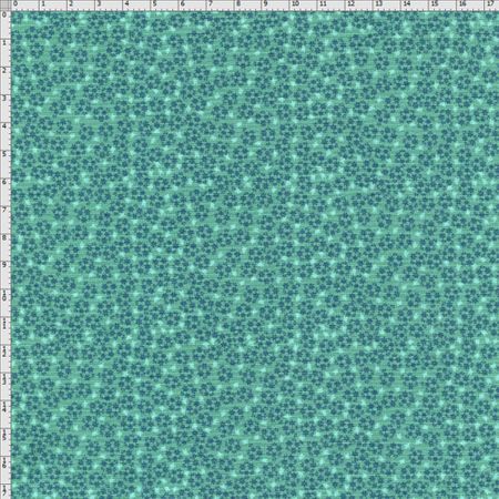 Tecido Estampado para Patchwork - Roda de Cores Mini Flor Fundo Verde (0,50x1,40)