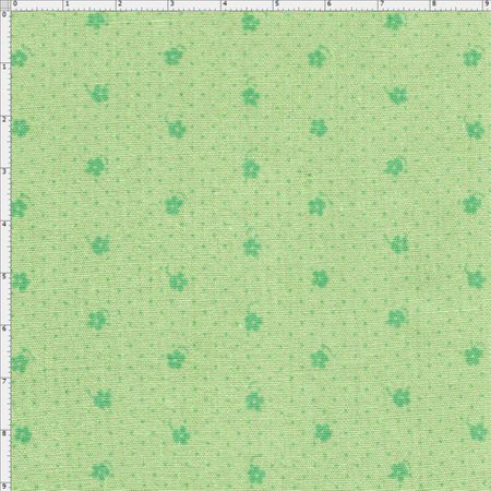 Tecido Estampado para Patchwork - Roda de Cores Mini Flor Fundo Verde (0,50x1,40)