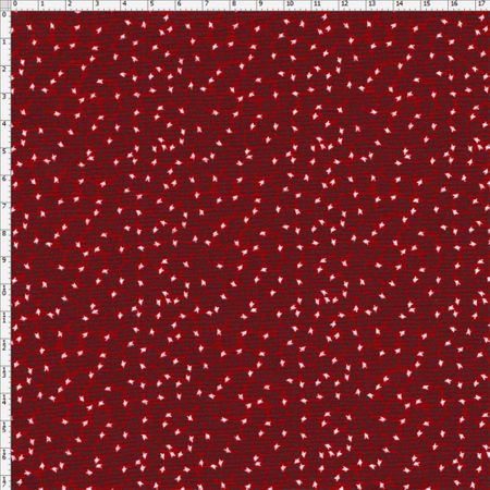 Tecido Estampado para Patchwork - Roda de Cores Mini Flor Fundo Vermelho (0,50x1,40)
