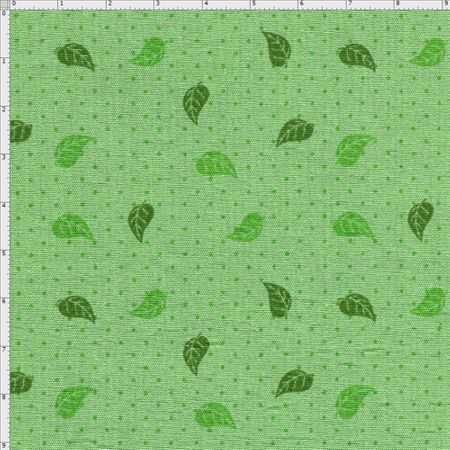 Tecido Estampado para Patchwork - Roda de Cores Mini Folha Verde com Poá (0,50x1,40)