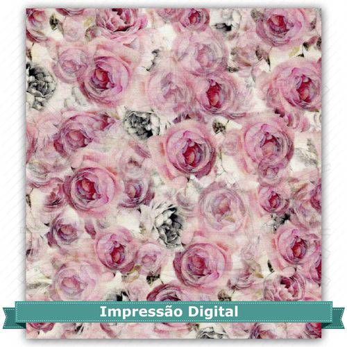 Tecido Estampado para Patchwork - Rosas Lilás Cor 473 (0,50x1,40)