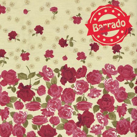 Tecido Estampado para Patchwork - Roses By Mirella Nakata: Barrado de Rosas Bordô (0,50x1,40)