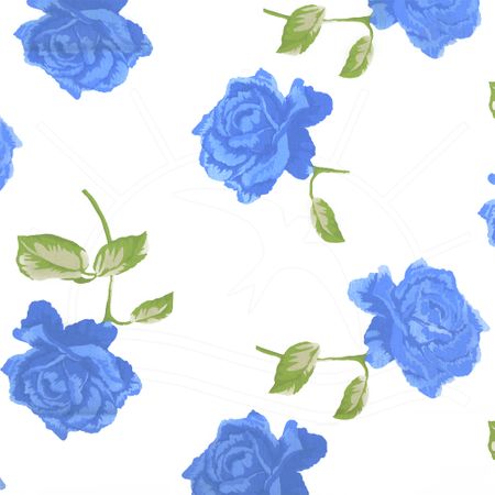 Tecido Estampado para Patchwork - Roses By Mirella Nakata: Rosas Grande Azul Fundo Branco (0,50x1,40)