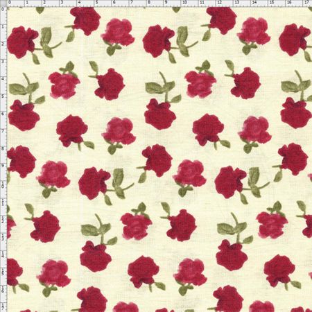 Tecido Estampado para Patchwork - Roses By Mirella Nakata: Rosas Média Bordô (0,50x1,40)