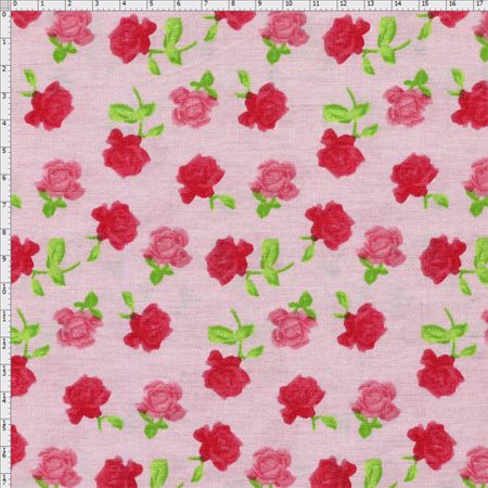 Tecido Estampado para Patchwork - Roses By Mirella Nakata: Rosas Média Rosê (0,50x1,40)
