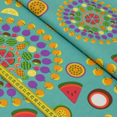 Tecido Estampado para Patchwork - Salada de Frutas: Mandala de Frutas (0,50x1,50)