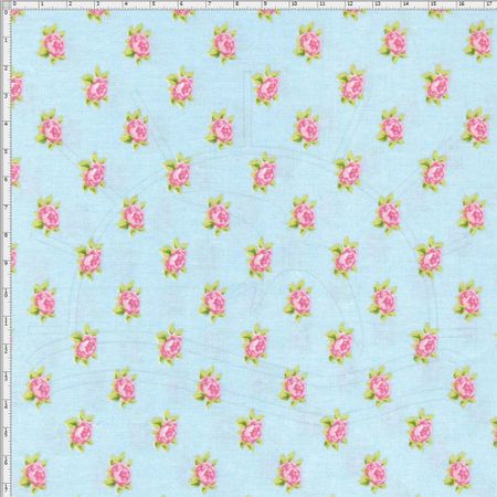 Tecido Estampado para Patchwork - Shabby Chic Mini Rosas Azul (0,50x1,40)