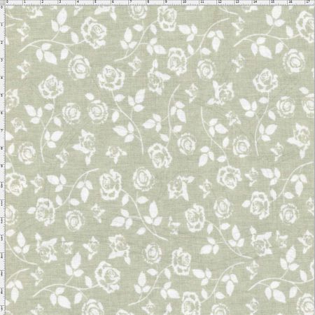 Tecido Estampado para Patchwork - Shabby Chic Mini Rosas Brancas Fundo Areia (0,50x1,40)