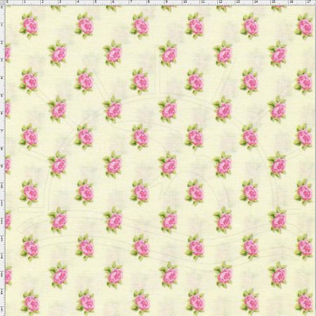 Tecido Estampado para Patchwork - Shabby Chic Mini Rosas Manteiga (0,50x1,40)