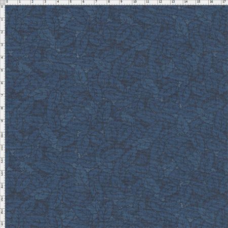 Tecido Estampado para Patchwork - Sunbonnet Folhas Tom Tom Marinho (0,50x1,40)