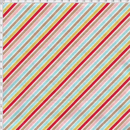 Tecido Estampado para Patchwork - Sweet Garden: Listrado Diagonal Color (0,50x1,40)