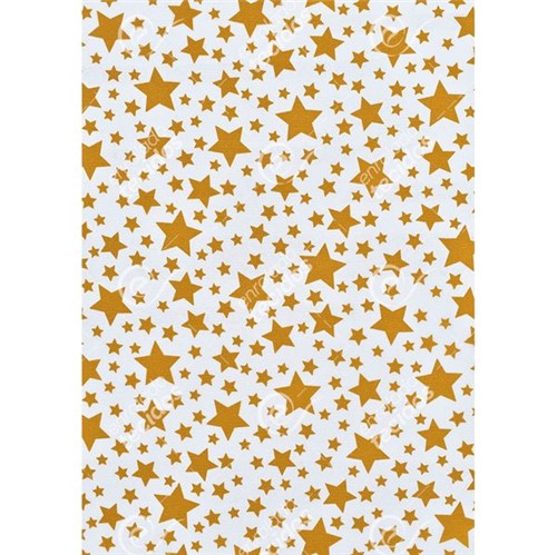 Tecido Gorgurinho Estrelinha Dourado e Branco - 1,50m de Largura
